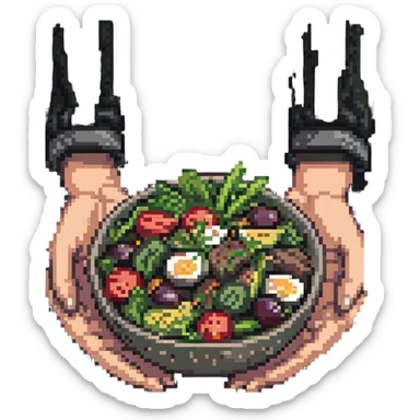 hands holding a salad bowl sticker