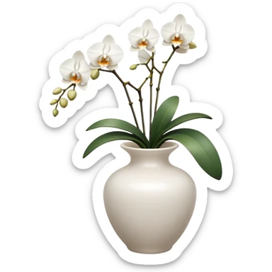 white orchids in white Italy vase  sticker