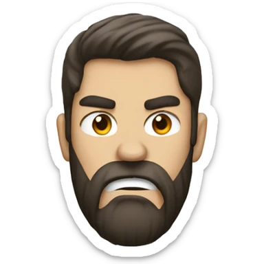 very angry male head with a beard and short scruffy dark brown hair  sticker