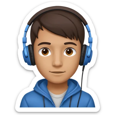 GenZ boy with headphones on and look like editor make him cool asf!  He must look like attitude and egoistic sticker