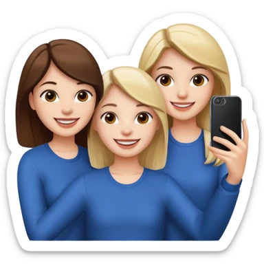 Three girls taking selfie sticker
