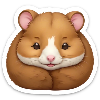 Meme-Worthy Cute Sleeping Brown Hamster Portrait Emoji, Head resting peacefully with a contented smile, showcasing a delightfully compact build and a luxuriously soft rich brown fur, eyes shut in a serene nap, Simplified yet hilariously adorable features, highly detailed, glowing with a soft, drowsy light, high shine, relaxed and utterly lovable, stylized with an air of playful laziness, bright and heartwarming, soft glowing outline, capturing the essence of a comically sleepy hamster, so meme-worthy it feels like it could instantly become the next viral sensation of adorable slumber! sticker