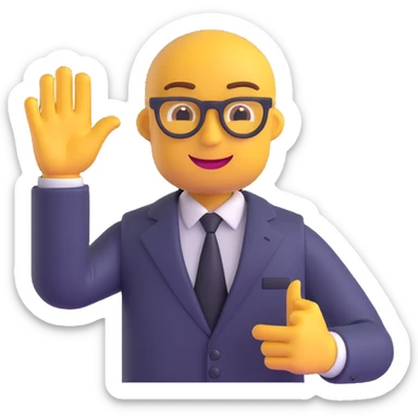 boss emoji, friendly CEO waving sticker