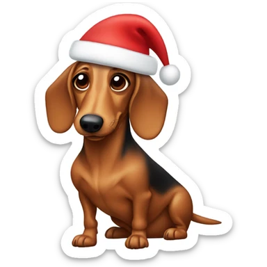 wiener dog with a santa hat sticker