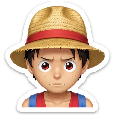 Monkey D. Luffy with straw hat, red vest, blue shorts, scar under eye sticker
