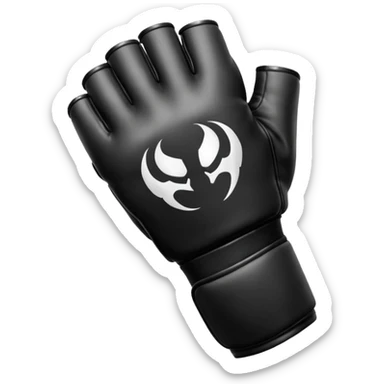 MMA Venom glove object icon, black fingerless fighting glove, glossy venom texture cartoon, mobile game icon style, centered, soft shadow, clean background. Black and white color scheme, venom symbiote style. sticker