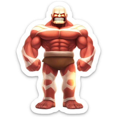 Colossal titan holding a glowing robuxs sticker