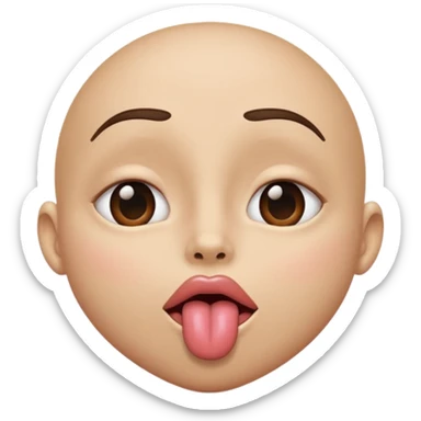 person leaning in for a kiss, eyes rolled back, tongue out, exaggerated features sticker