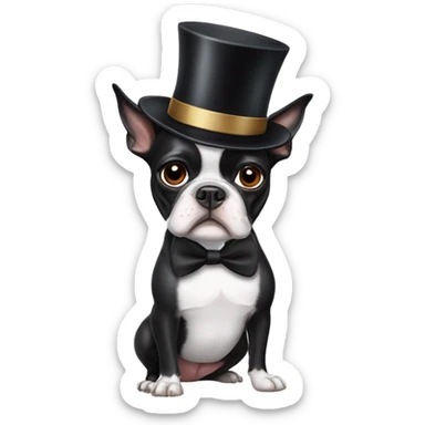 Boston terrier wearing a top hat sticker
