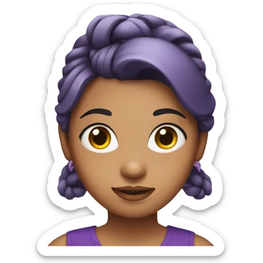 a girl with tied hair wear a purple dress sticker