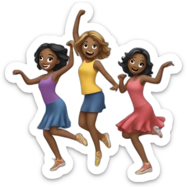 Four girls dancing sticker
