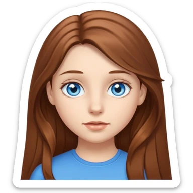 A girl with blue eyes and brown long hair sticker