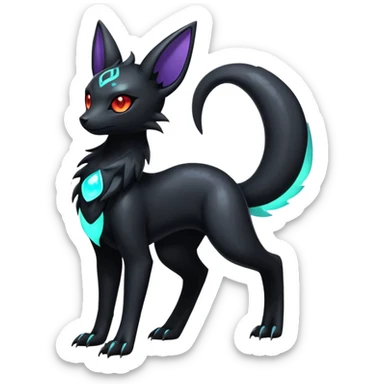 Shiny Dark Edgy Majestic Sophisticated Modern Gothic Gloomy Futuristic Salandit-Umbreon-Delcatty-Hybrid (Full body) sticker