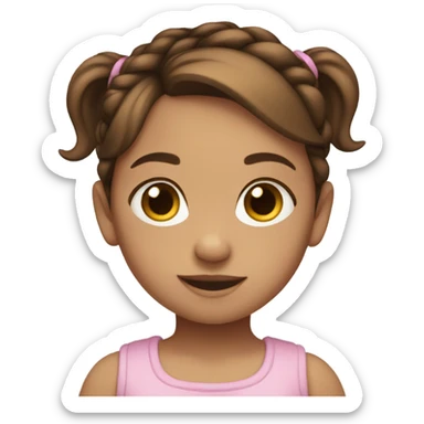 BROWN HAIR WHITE BABY GIRL WITH PONYTAILS sticker