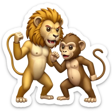 lion fight with a damn monkey sticker