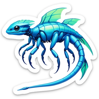  exotic tropical bioluminescent cyber-Fakémon-Vernid-creature sticker