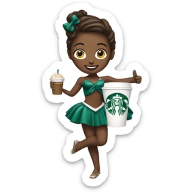 dancer holding starbucks with a bow  sticker