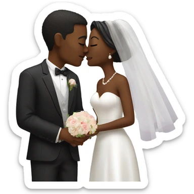 A couple at an alter on their wedding day kissing  sticker