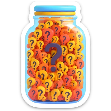 glass jar filled with question marks sticker