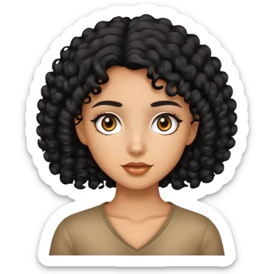 Chica de pelo negro rizado y ojos marrones  sticker