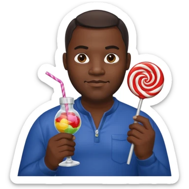 Big Sexy black man hold a bottle and a lollipop sticker