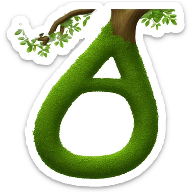 The letter "A" is formed by the curved branch of a tree in the foreground. sticker