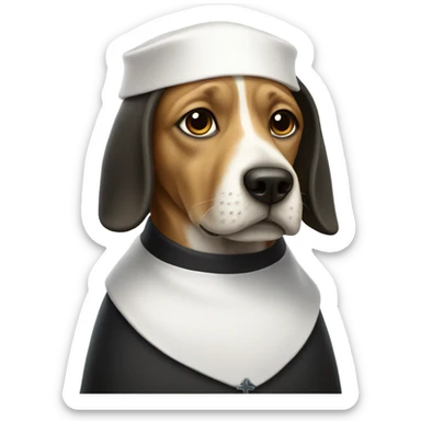 Dog in a nuns habit sticker