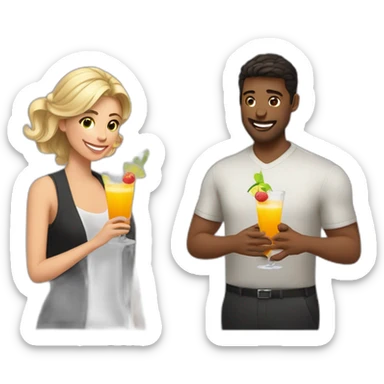 Men and woman drink coctails sticker