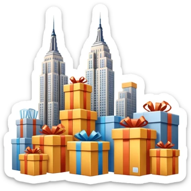 Empire State Building with many packages on the back sticker