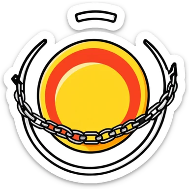 Red rising sun forming a star with broken chains underneath sticker