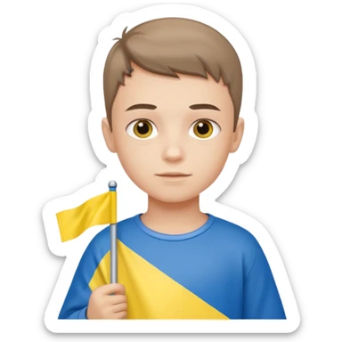 The Ukrainian boy with flag sticker