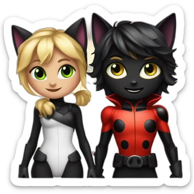 Miraculous Lady bug and cat noir sticker