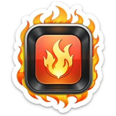 video play button with flames sticker