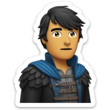 Un corbeau qui se pose sur l'épaule d'un homme sombre sticker