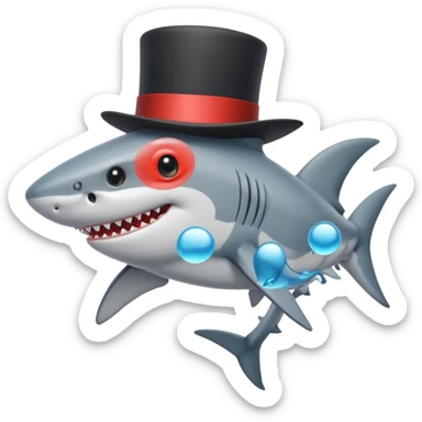 Shark with a top hat sticker