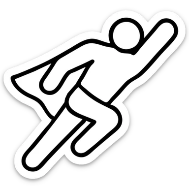 Superhuman hero figure with muscular build in flight pose sticker