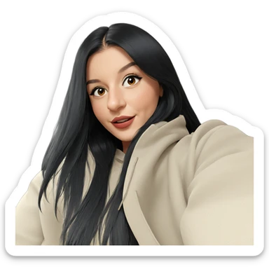 smiling girl with long black hair sticker