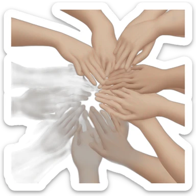 circle of white skin hands touching each other sticker