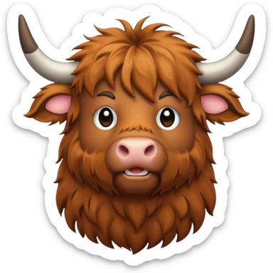 highland cow emoji outline sticker