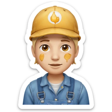 face emoji of a mechanic wearing overalls and a cap with a small oil stain sticker