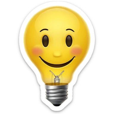 Smiley face with light bulb over head sticker