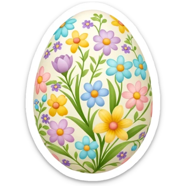 Easter egg decorated with spring flowers and symbols sticker