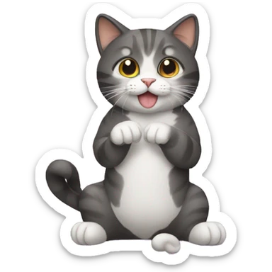 a cat with a hook in its paws sticker