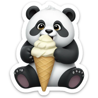 Panda eating ice cream sticker