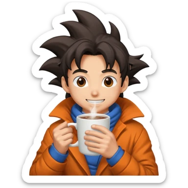 Dragon Ball Z drinking his hot chocolate sticker