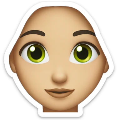 green-eyed brunette girl showing a heart with her hands sticker