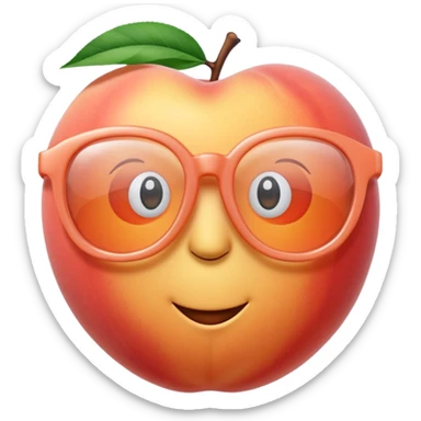 A 3D cartoon transparent peach-coral Glasses with subtle shine and curved frame edges. sticker