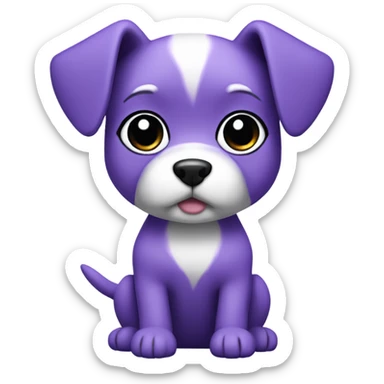 Purple Chibi Dog with Folded ears, white face, white paws, black eyes, Full Body sticker