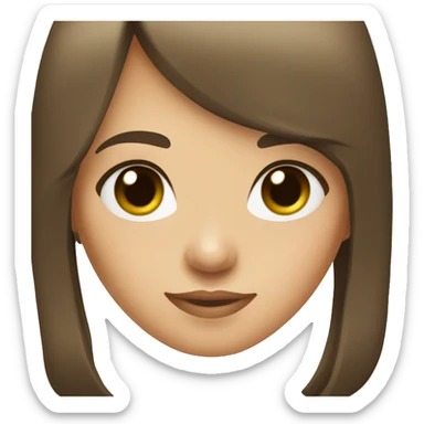 Girl with eyebrow-length bangs. Brown hair. Green brown eyes sticker