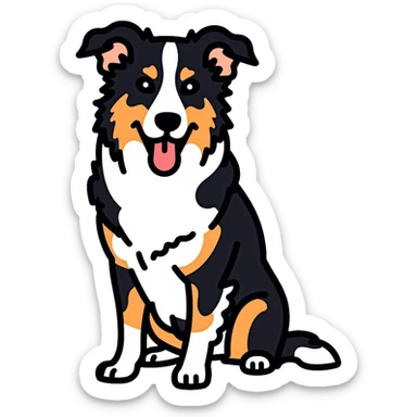 Merle border collie dog sitting sticker